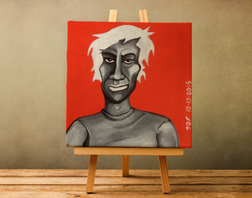 Portrait rouge acrylique